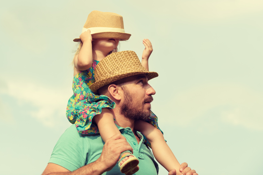 Happy father and daughter having fun together, family time concept